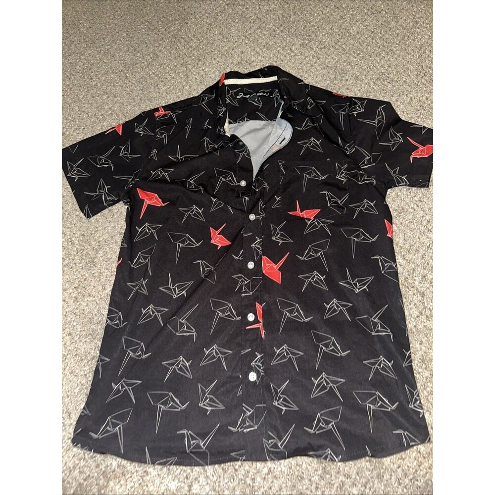 Just Attitude Shirt Size Small Button Up Graphic Origami Japanese Print Mens